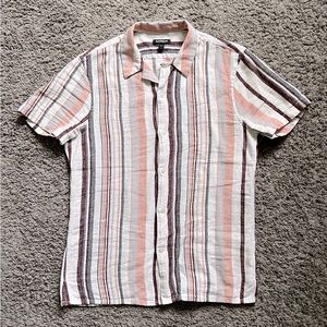 Express Striped Linen Shirt Size Small